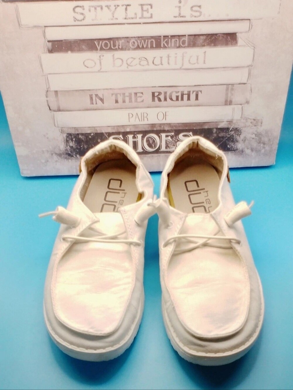 HEYDUDE Wendy White Canvas Slip On Casual Shoes Size 7